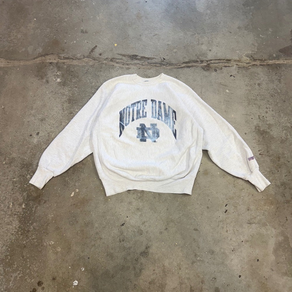 Vintage MV Sport Proweave Notre Dame Sweatshirt XL Heather Grey Made in USA